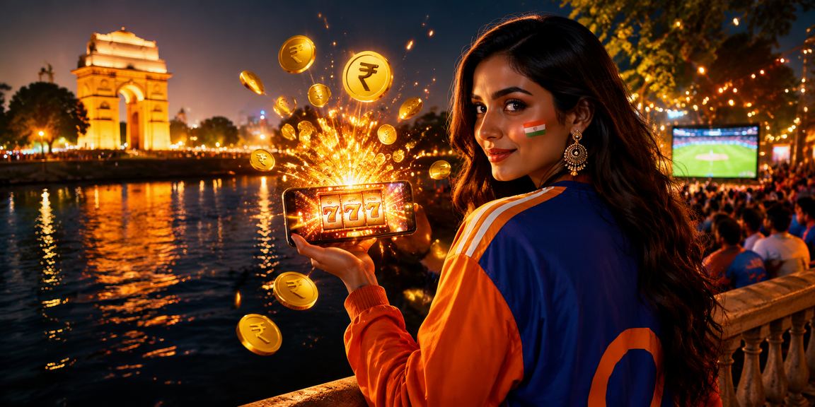 India Gate with digital betting icons overlay